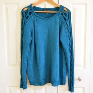 Forever 21 Teal Crew Neck Sweater